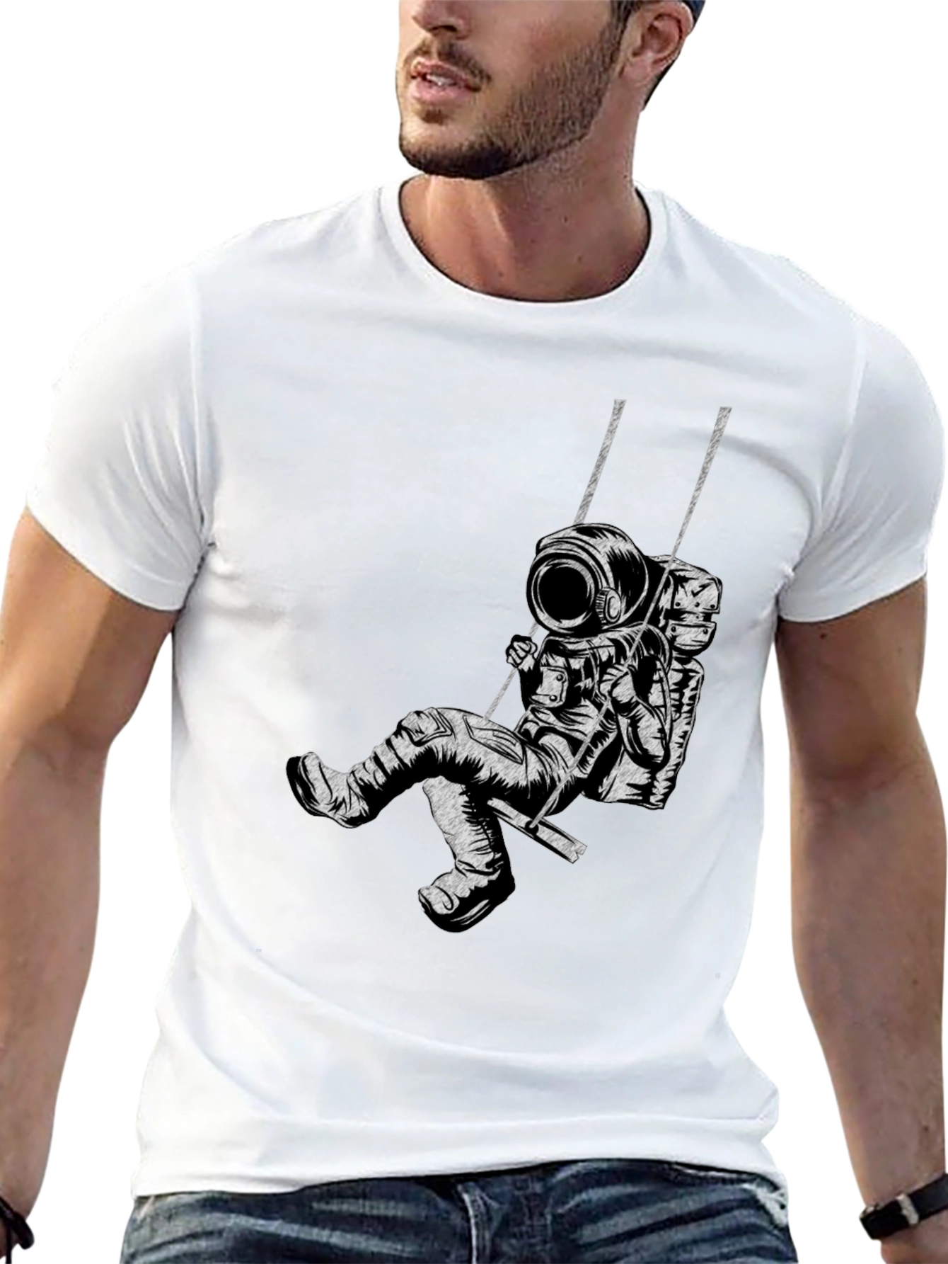 Astronaut on Swing Graphic T-Shirt - Unisex