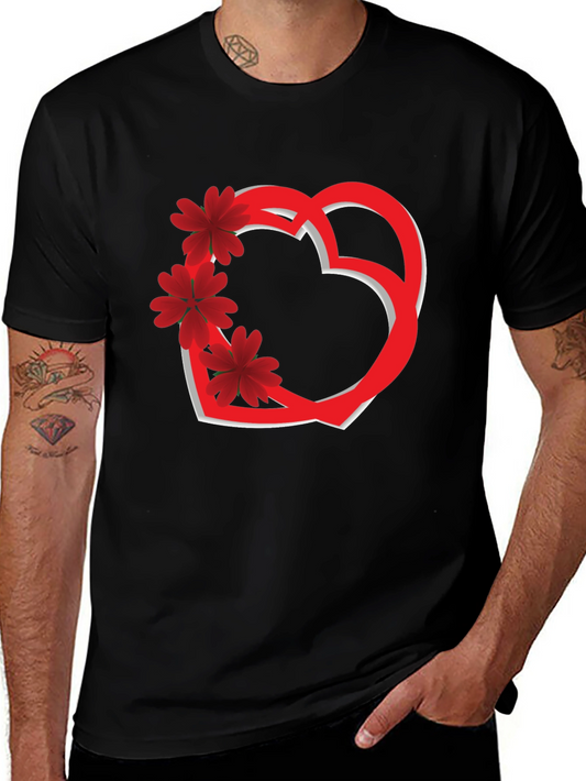 Heart & Flowers Graphic Tee - Black