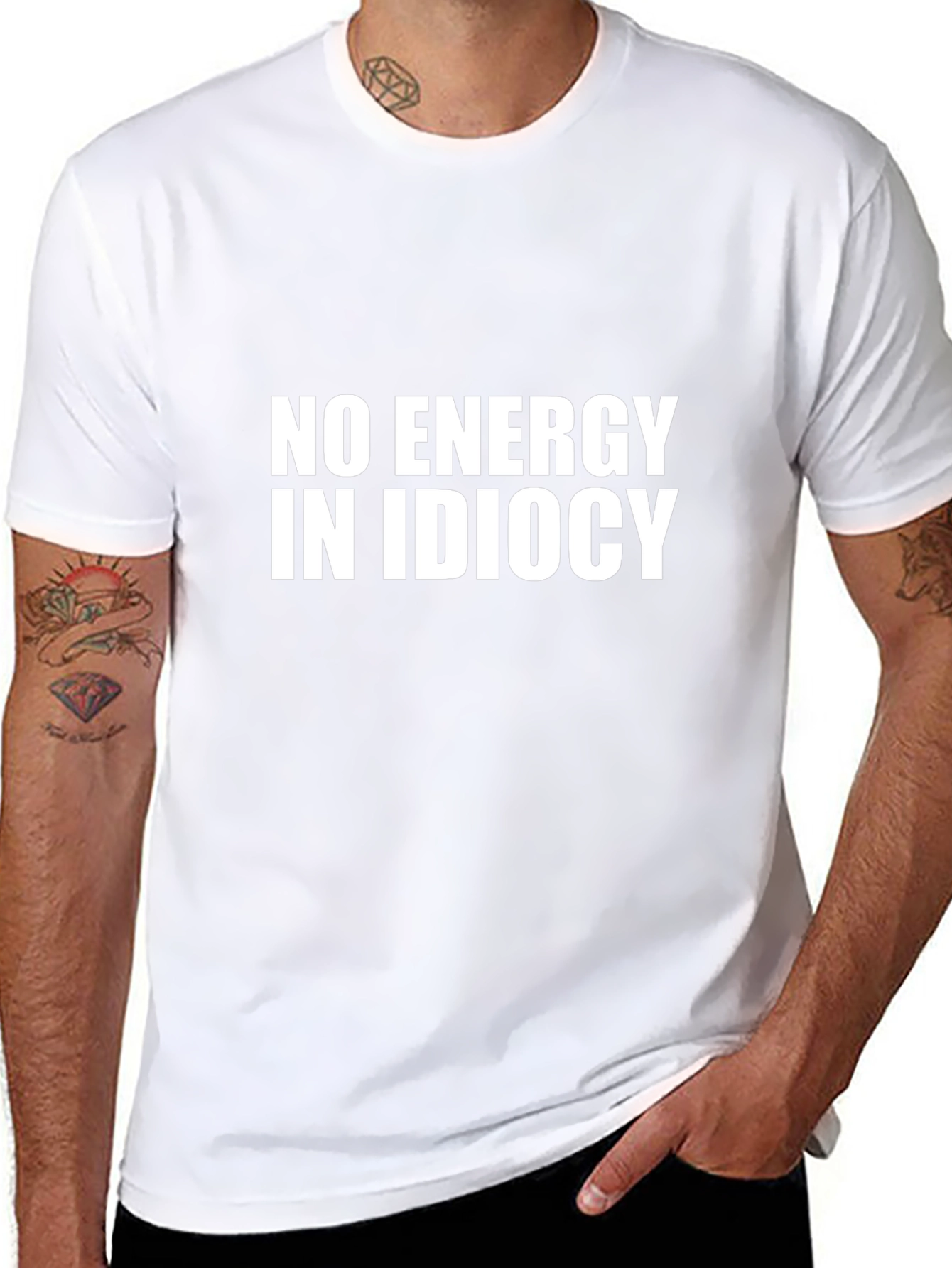 No Energy in Idiocy Black Graphic T-Shirt