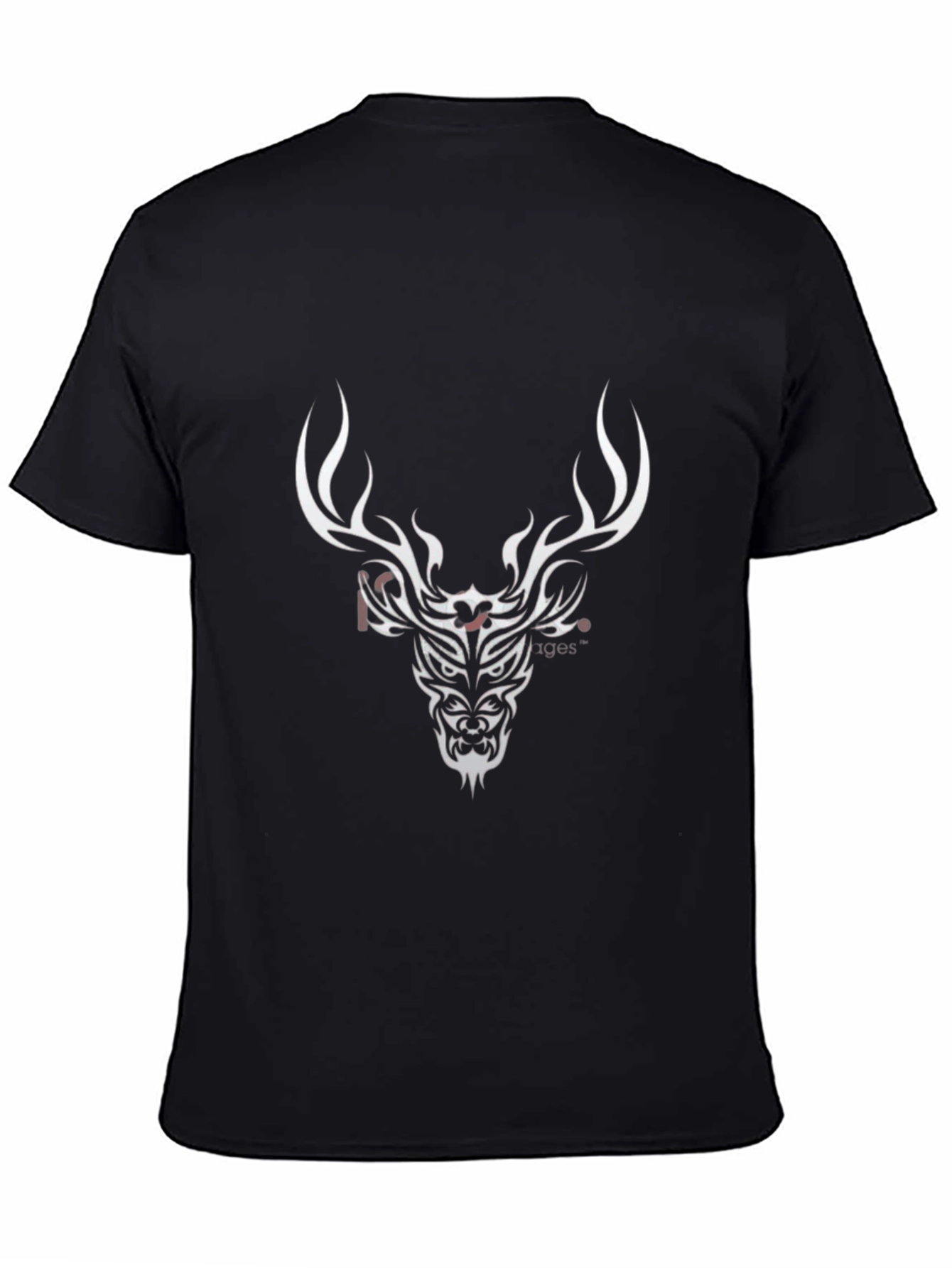 Black T-Shirt with Deer Tribal Design