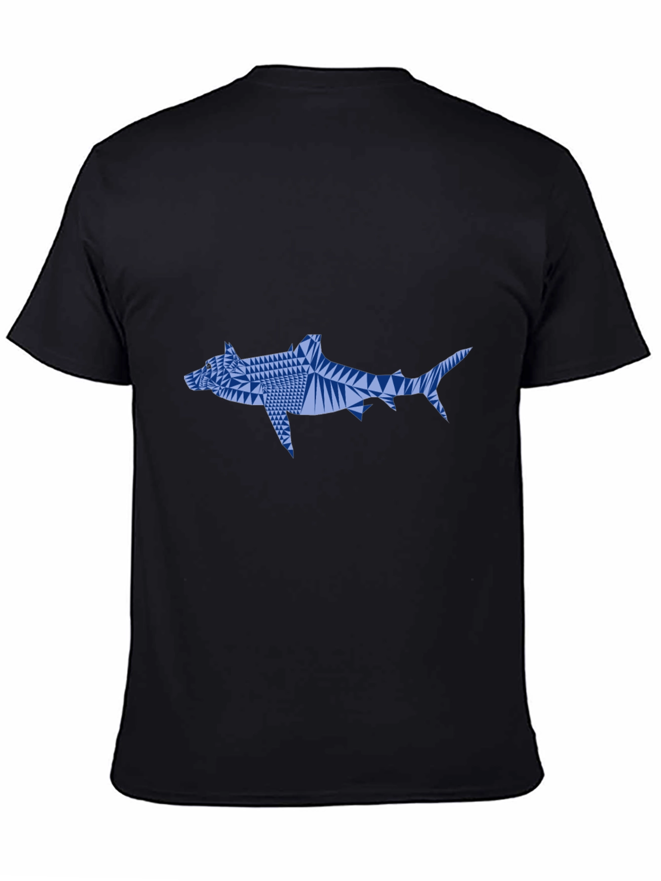 Geometric Shark Graphic Tee - Black