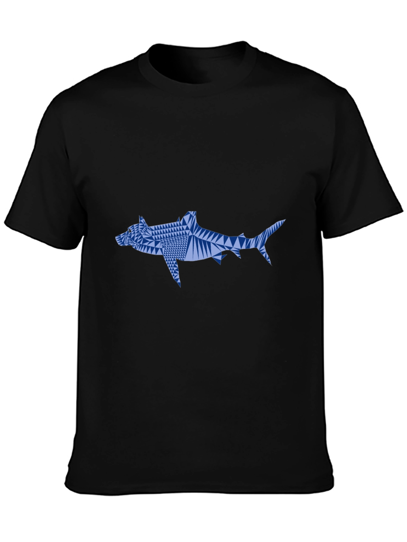 Geometric Shark Graphic Tee - Black