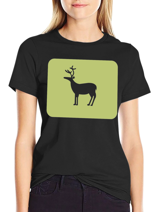 Deer Silhouette Graphic Tee - Black Cotton Blend