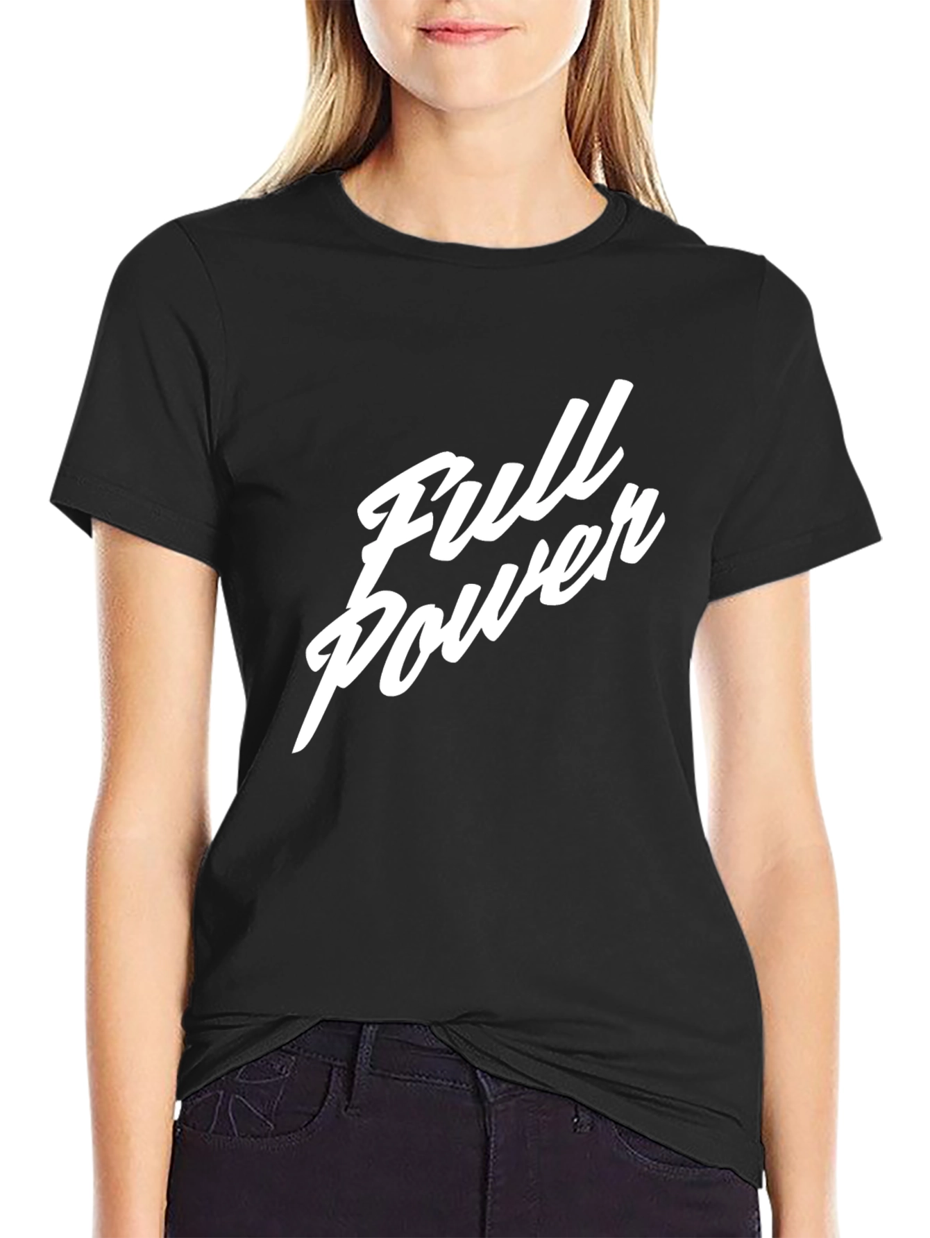 Full Power Graphic Print Black T-Shirt