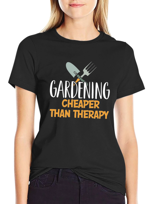 Gardening Cheaper Than Therapy T-Shirt - Black