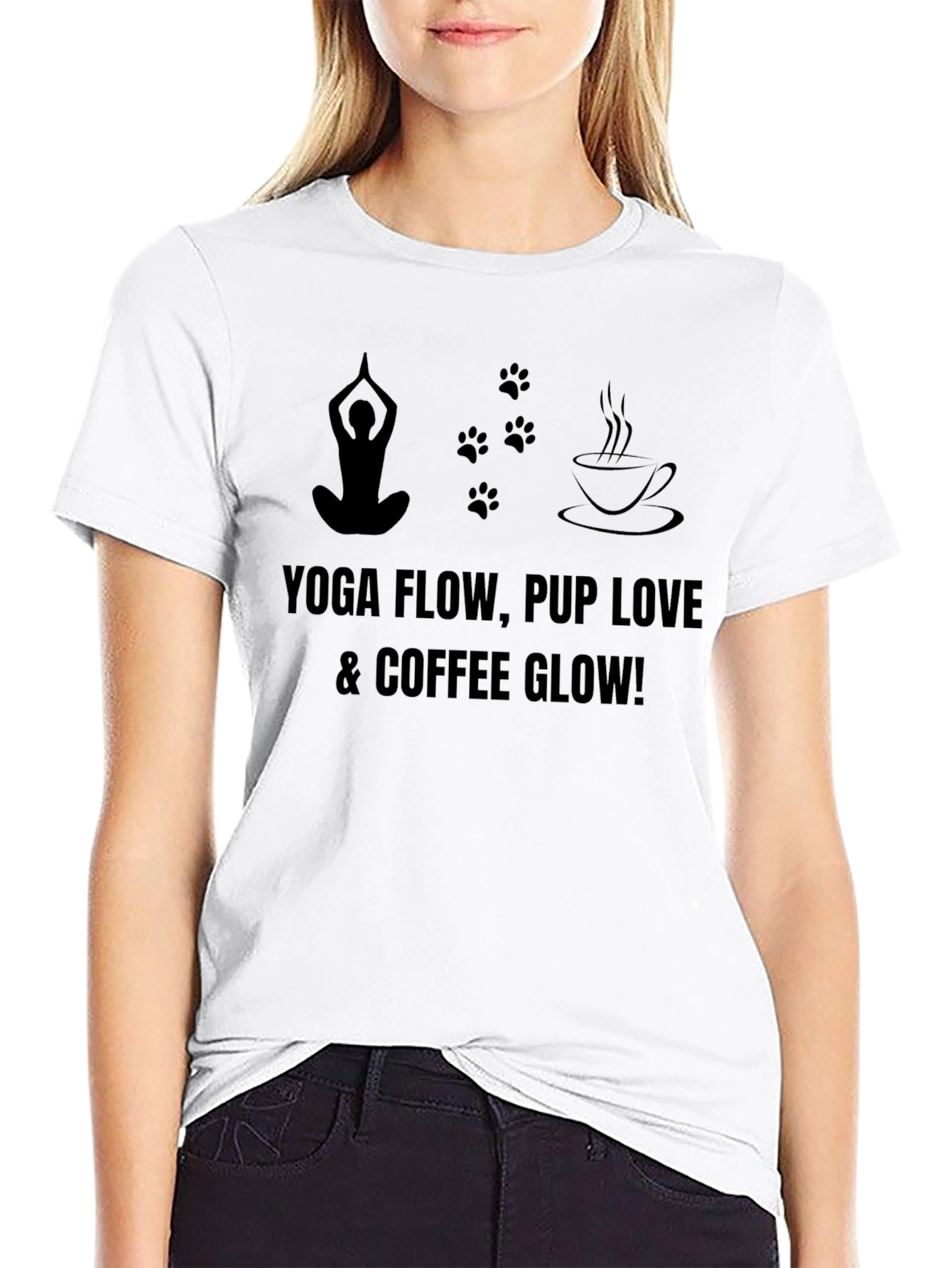Yoga Pup Love & Coffee Glow T-Shirt
