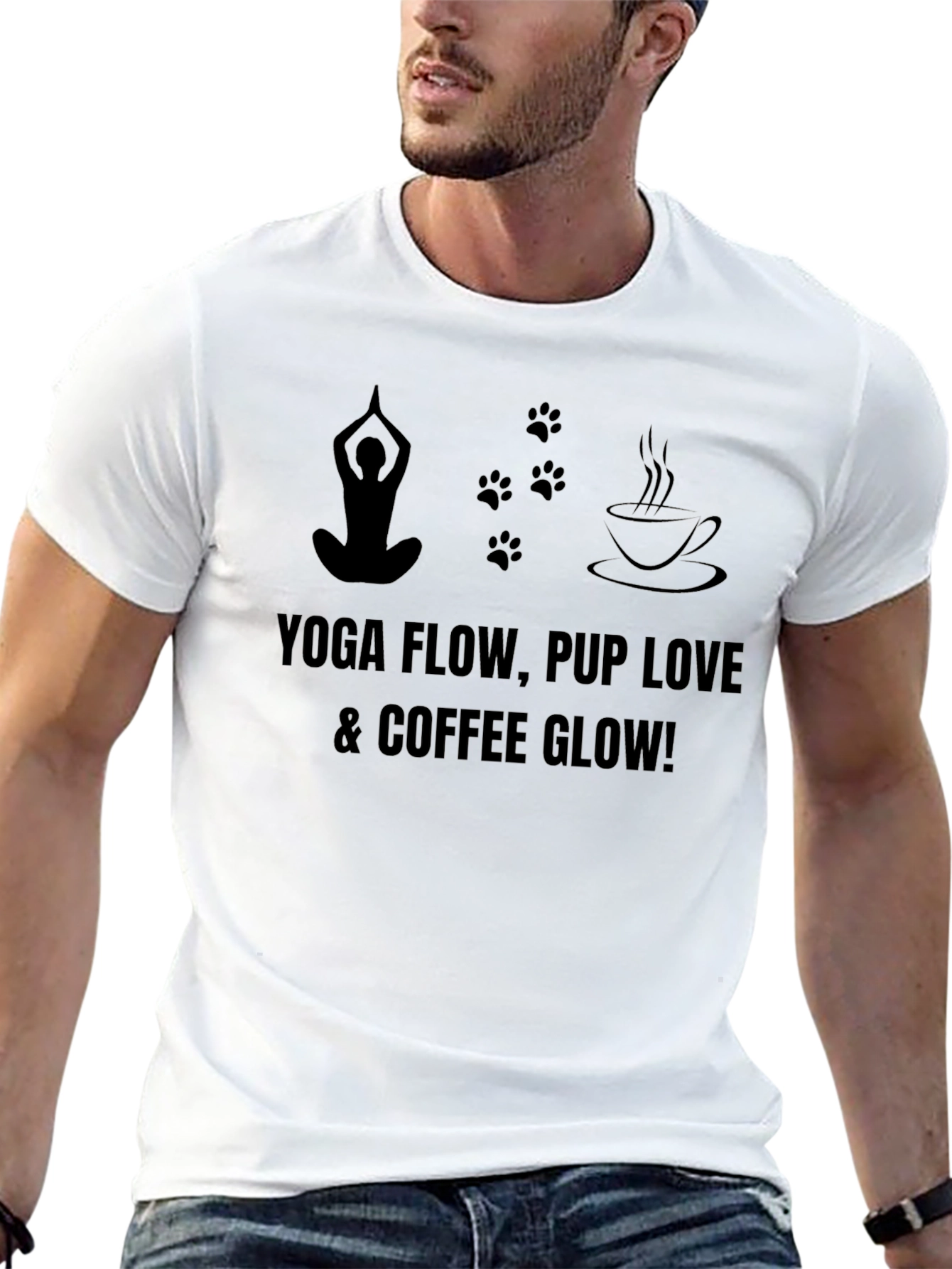 Yoga Pup Love & Coffee Glow T-Shirt