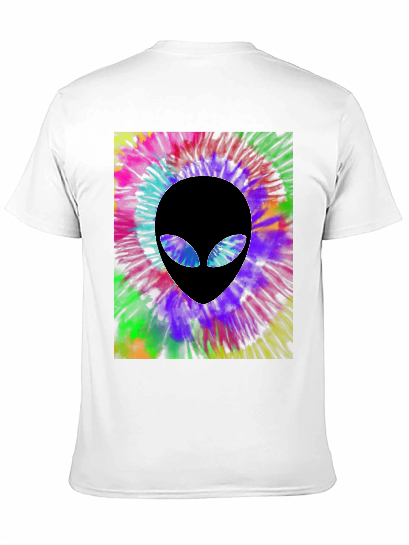 Tie Dye Alien Head Graphic Black T-Shirt