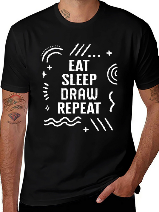 Eat Sleep Draw Repeat Black Graphic Tee