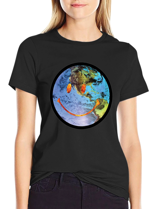 Earth Smiley Graphic Tee - Black