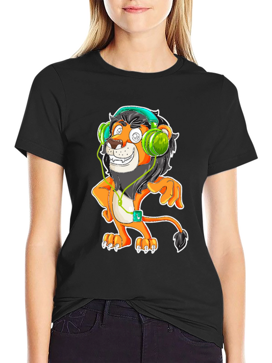 Cool Lion DJ Graphic Tee - Black