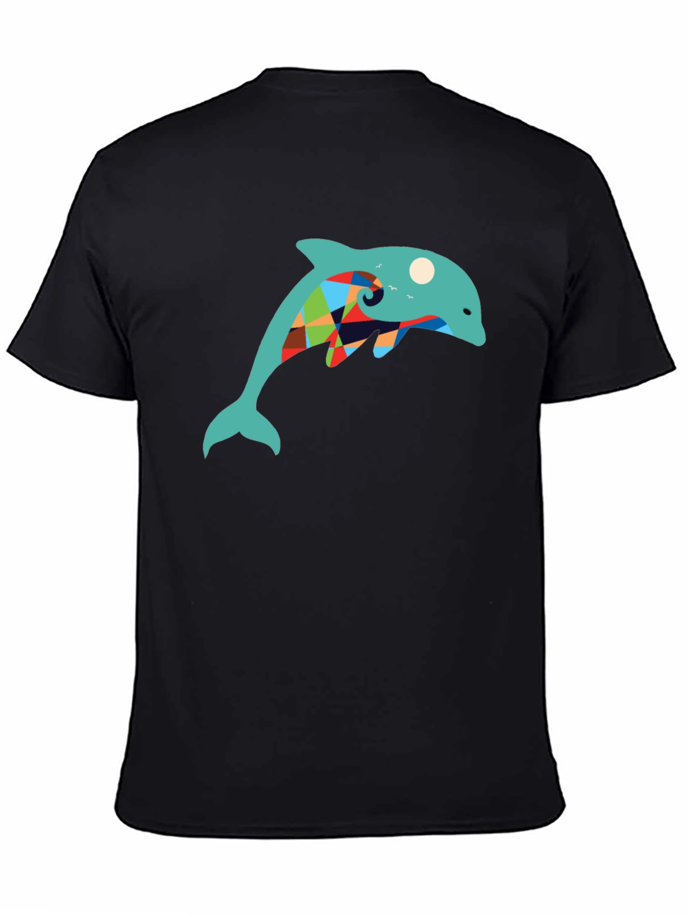 Dolphin Graphic Print Tee - Stylish Black T-Shirt