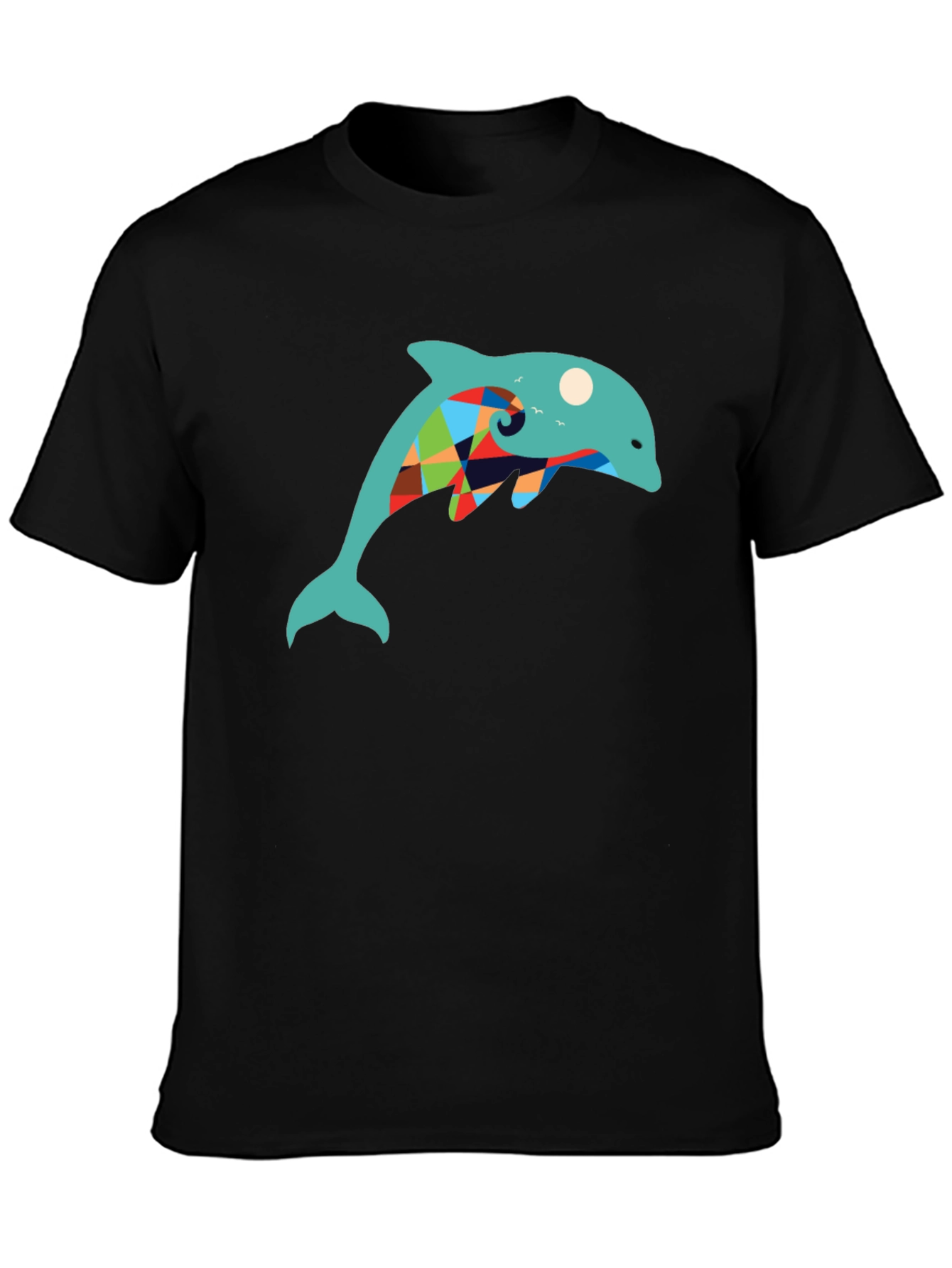 Dolphin Graphic Print Tee - Stylish Black T-Shirt