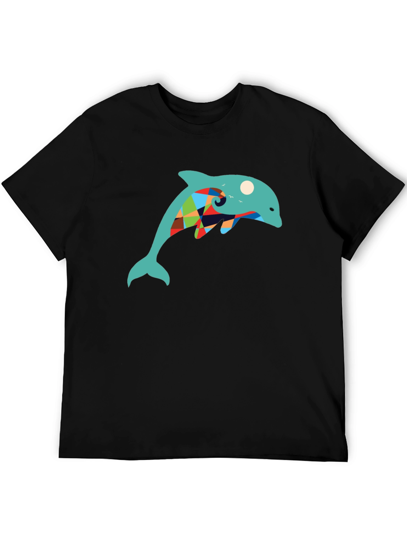 Dolphin Graphic Print Tee - Stylish Black T-Shirt