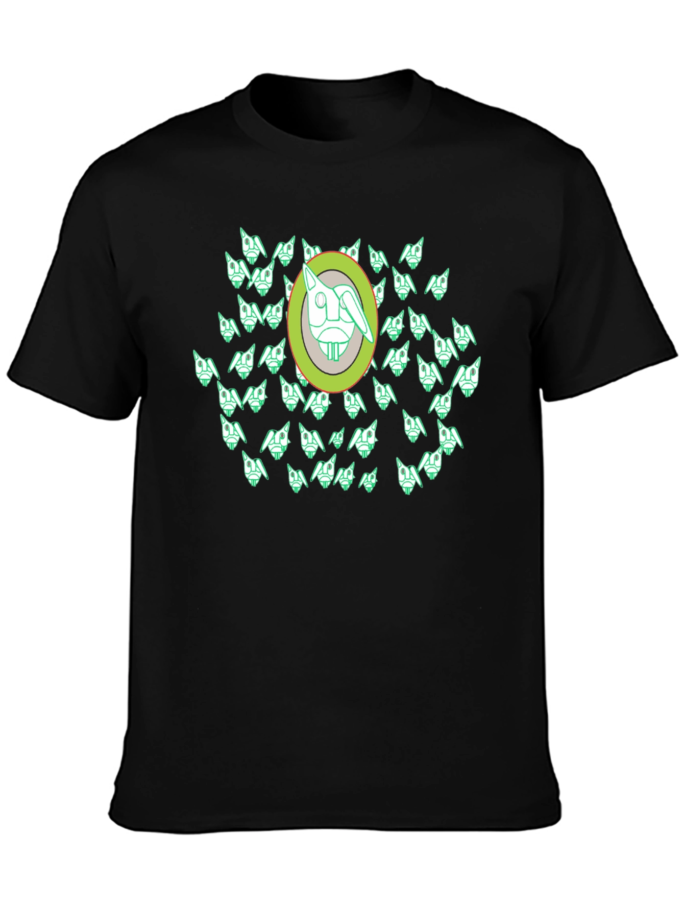 Abstract Geometric Rabbit Graphic Tee - Black