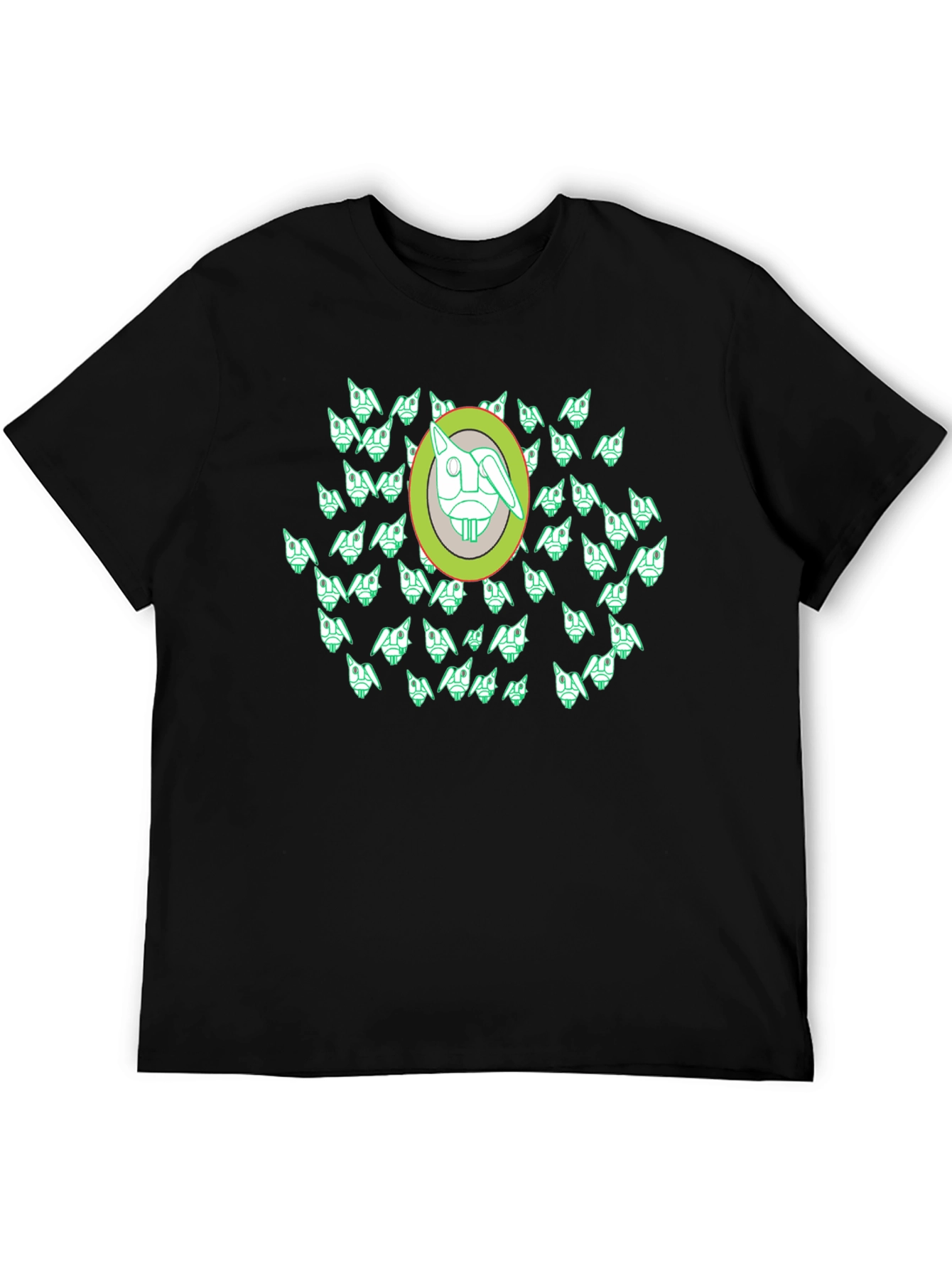 Abstract Geometric Rabbit Graphic Tee - Black