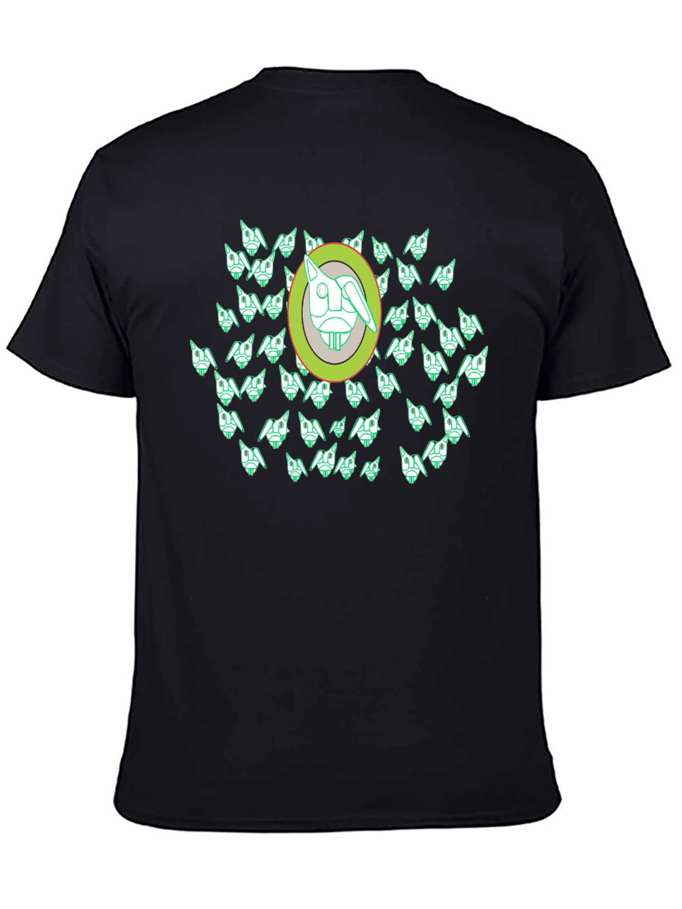 Abstract Geometric Rabbit Graphic Tee - Black