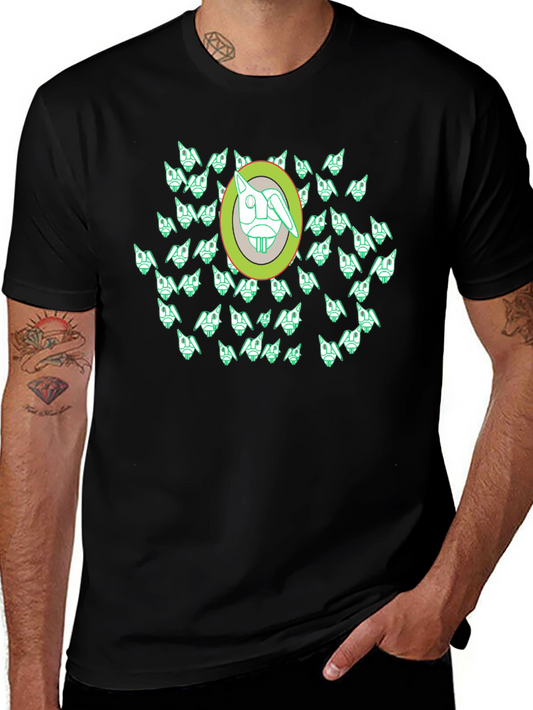 Abstract Geometric Rabbit Graphic Tee - Black