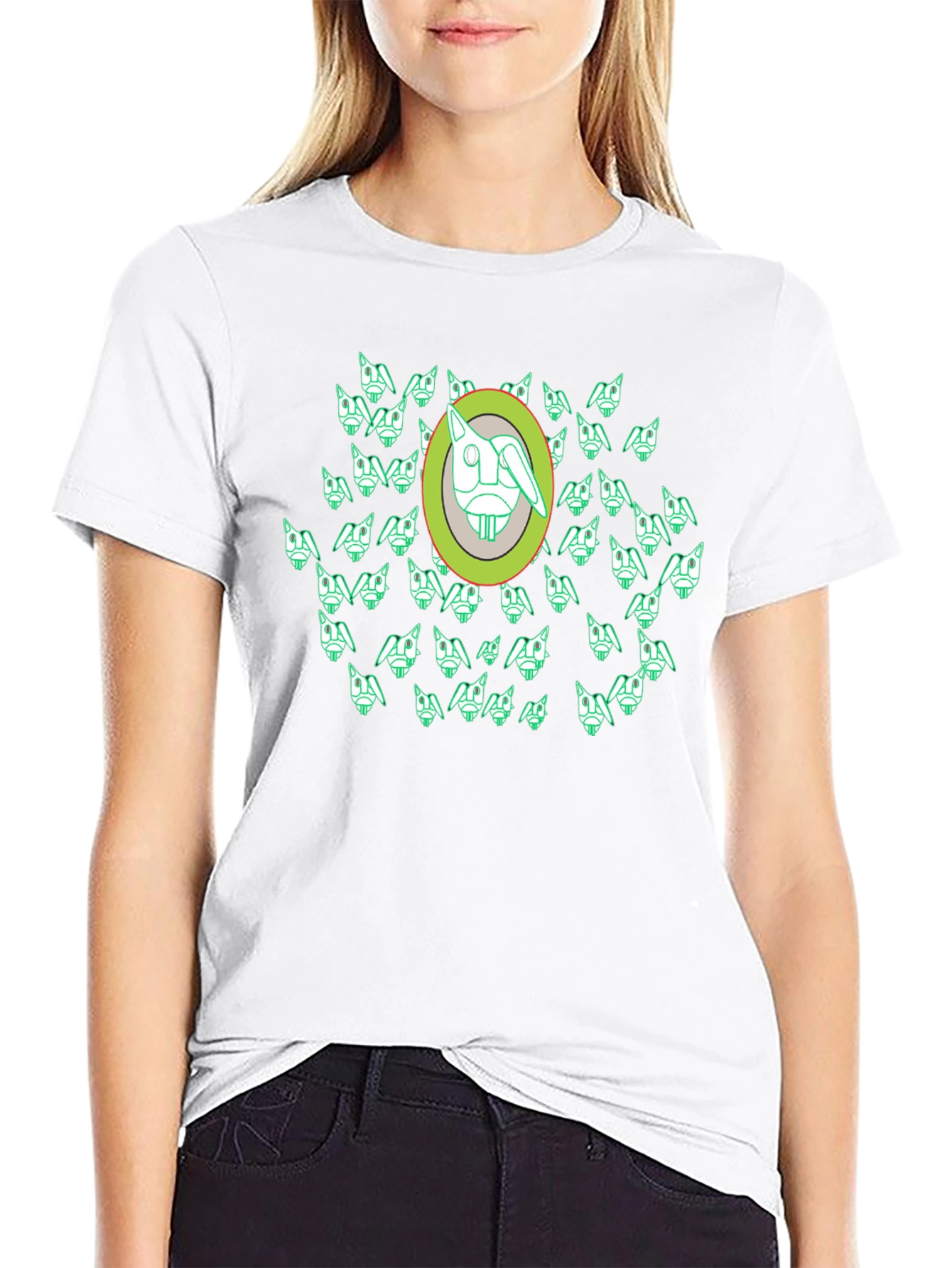 Abstract Geometric Rabbit Graphic Tee - Black
