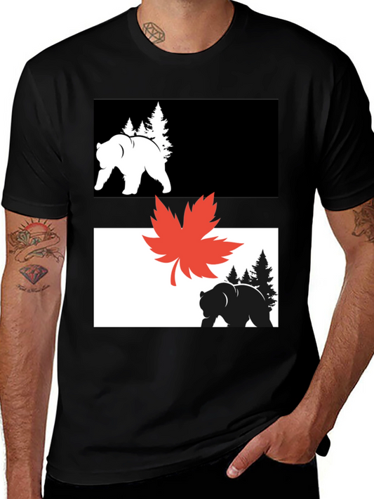 Bear & Maple Leaf Graphic Tee
