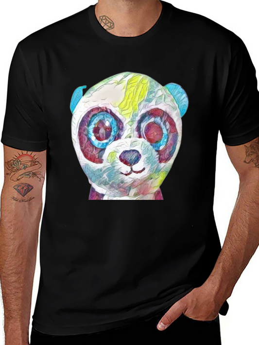 Abstract Panda Graphic Black T-Shirt