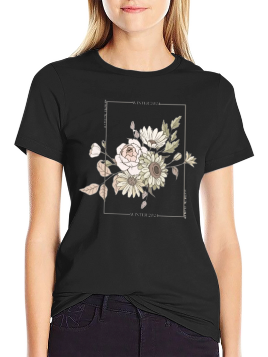 Floral Graphic Black Tee