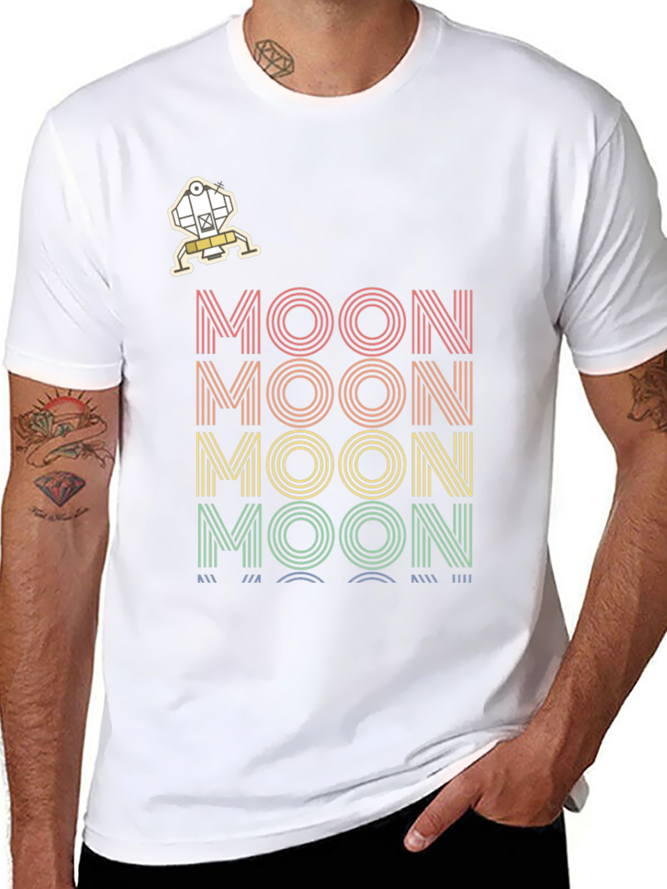 Retro MOON Graphic Tee - Space Enthusiast T-Shirt