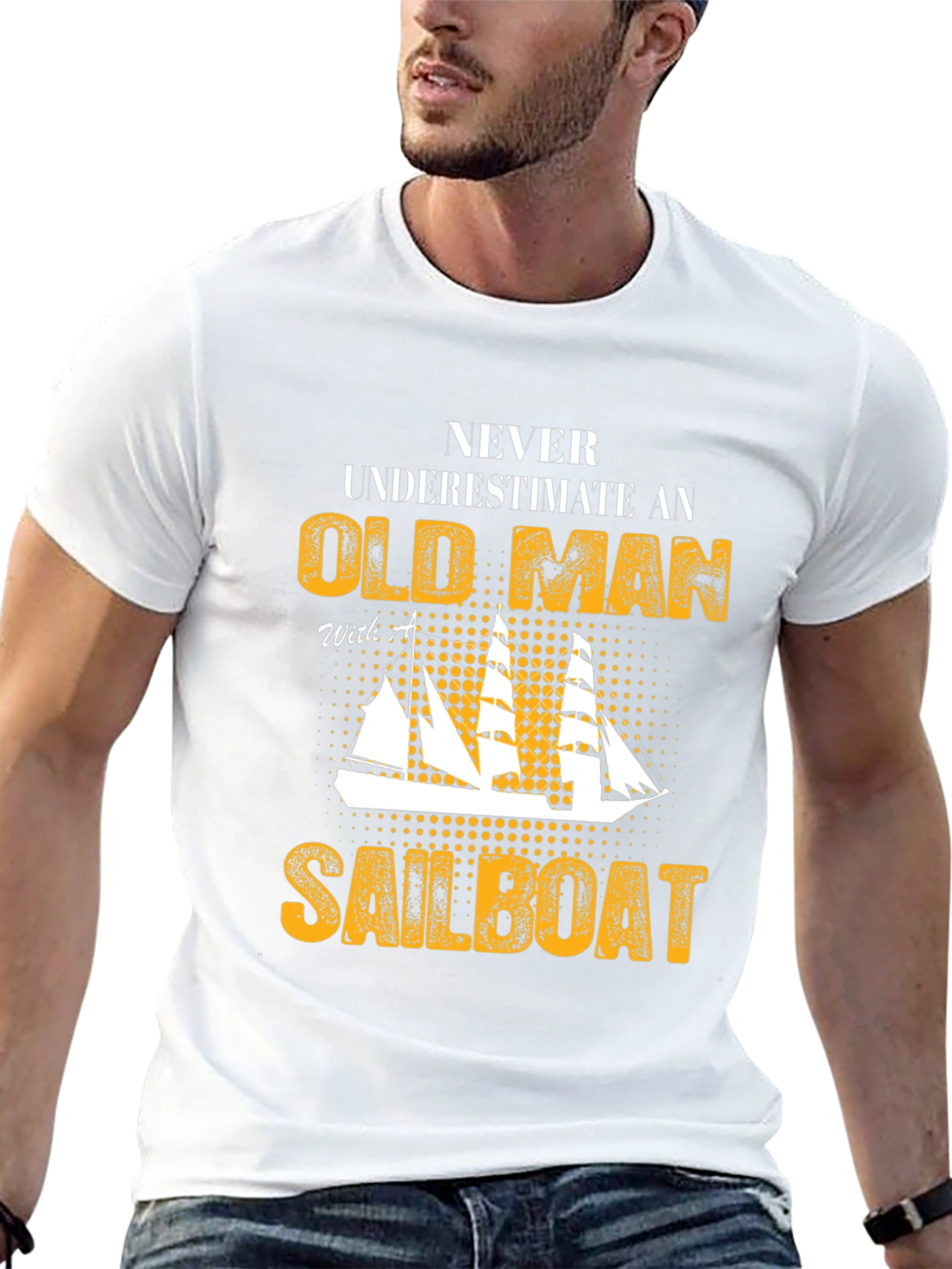 Old Man Sailboat Graphic Tee