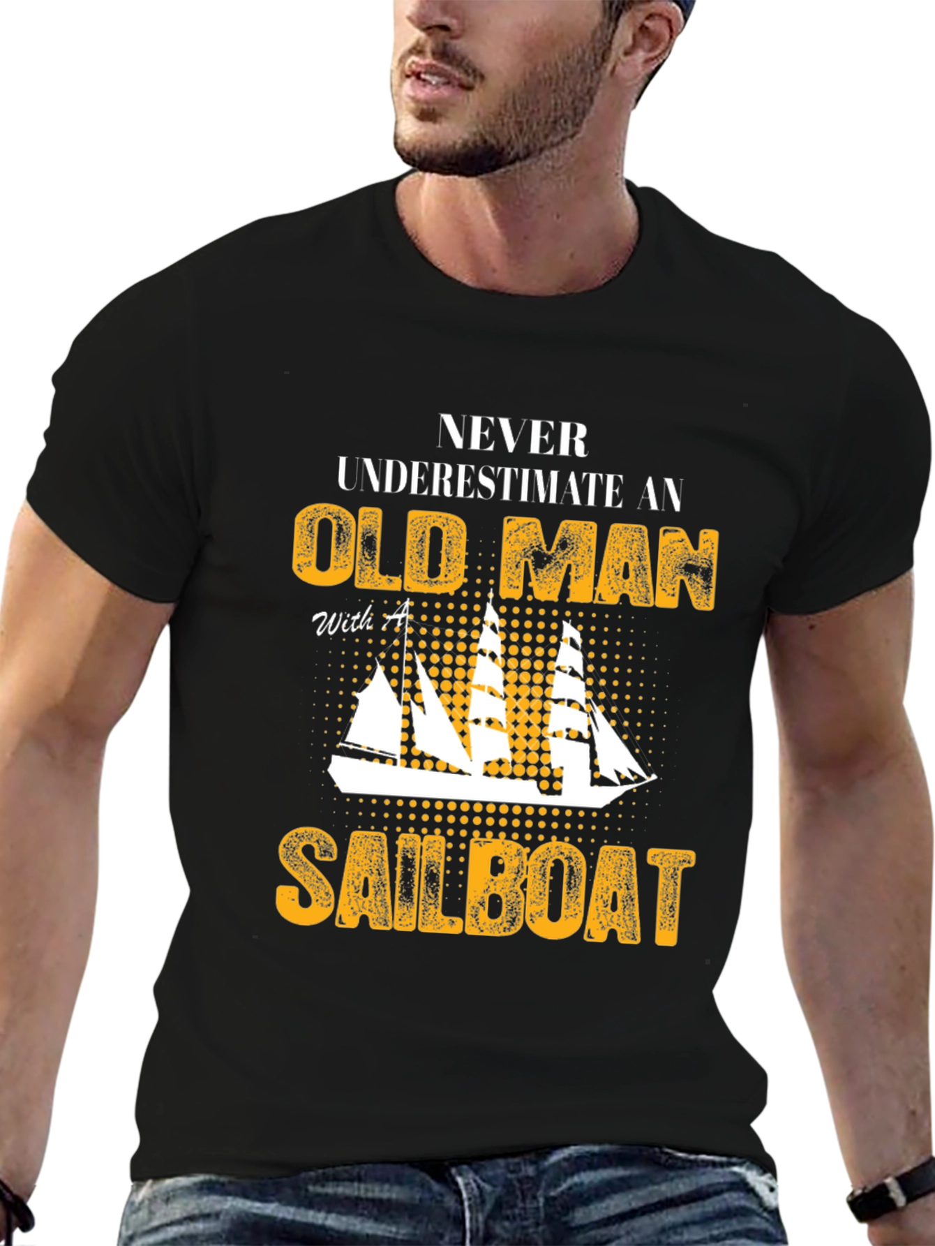 Old Man Sailboat Graphic Tee