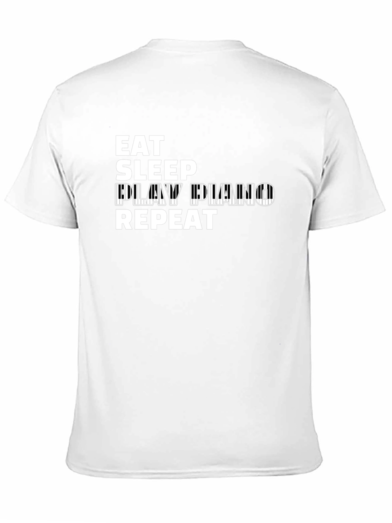Eat Sleep Play Piano Repeat Black T-Shirt