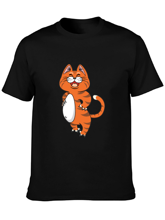 Funny Cat Graphic Tee - Black