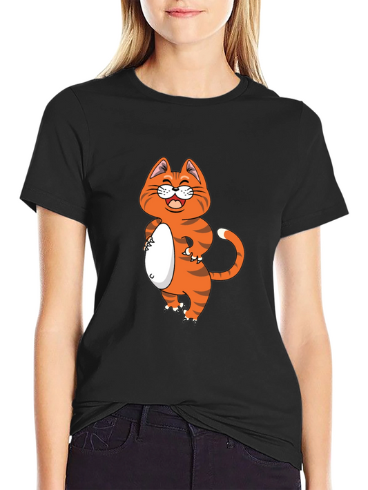 Funny Cat Graphic Tee - Black