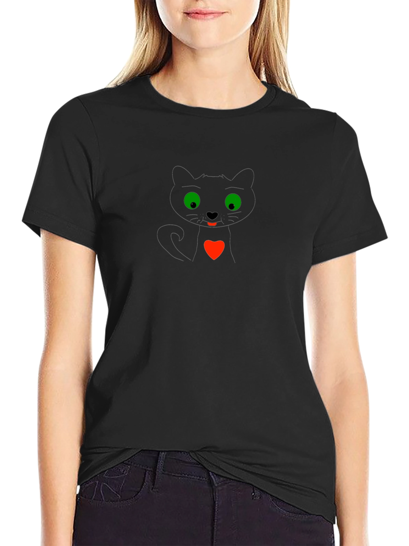 Black Cat Heart T-Shirt