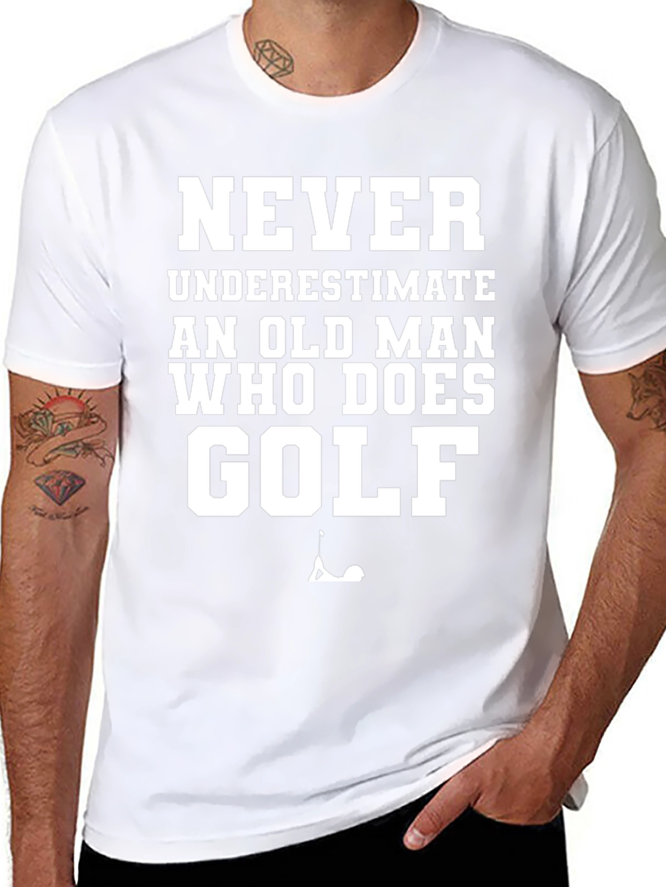 Never Underestimate Old Man Who Does Golf Black T-Shirt