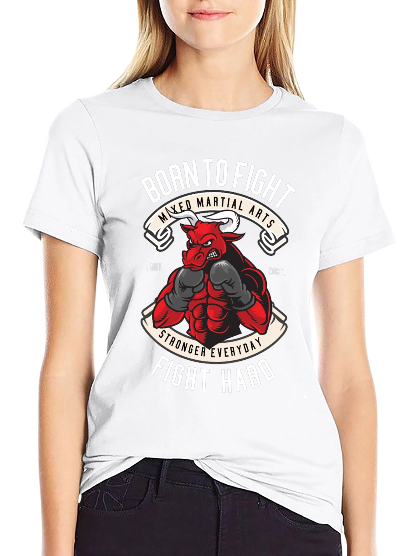 Born to Fight MMA T-Shirt Bull Boxing Tee