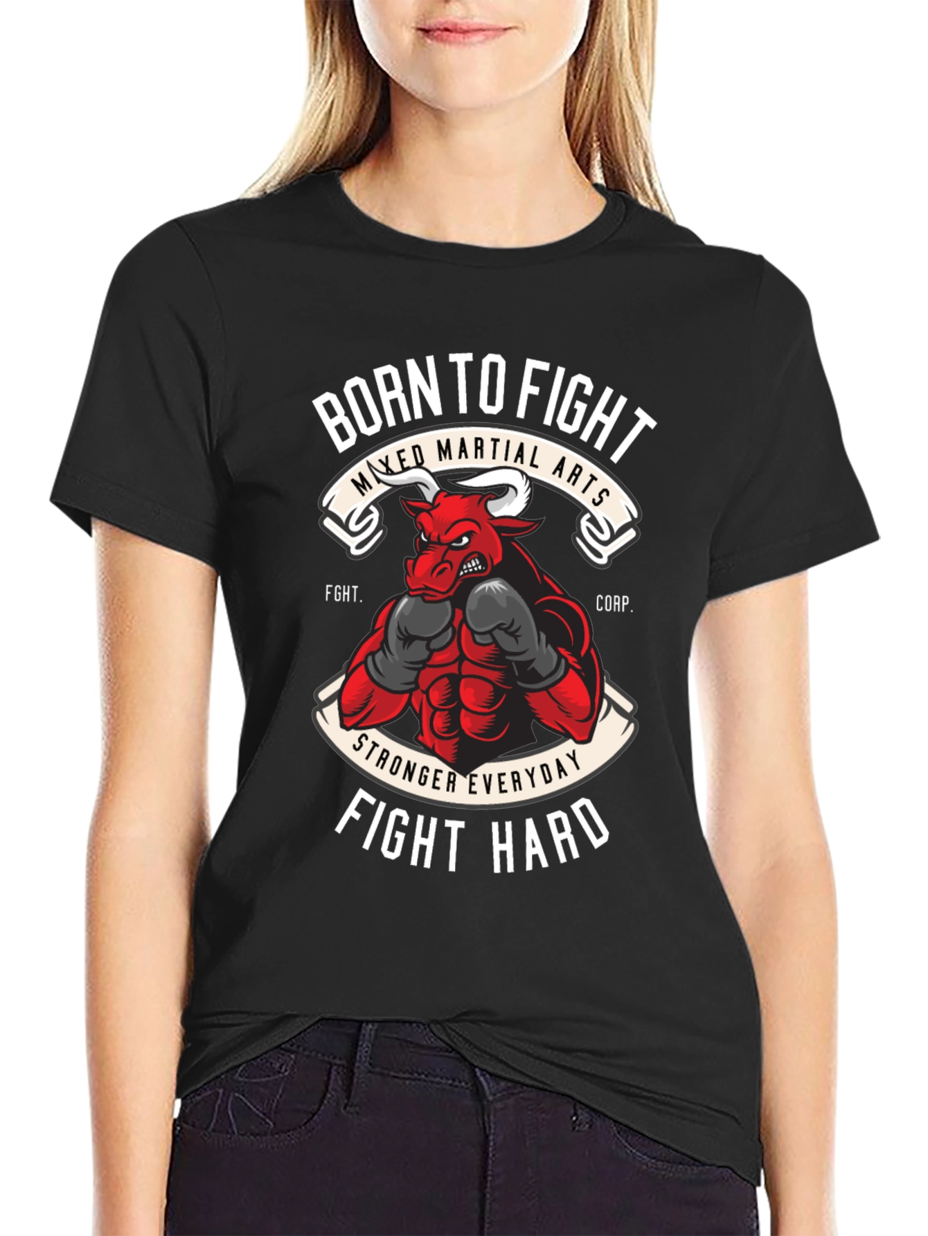 Born to Fight MMA T-Shirt Bull Boxing Tee