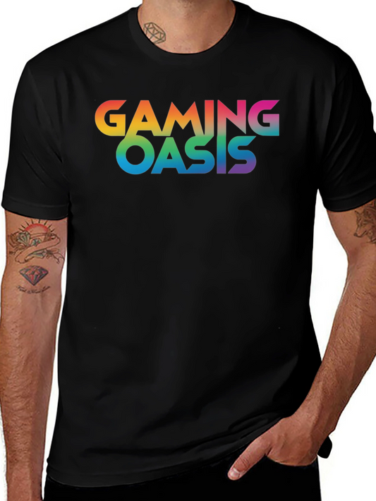 Gaming Oasis Rainbow Logo Black T-Shirt