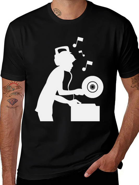 DJ Graphic Tee - Black Cotton Blend T-Shirt