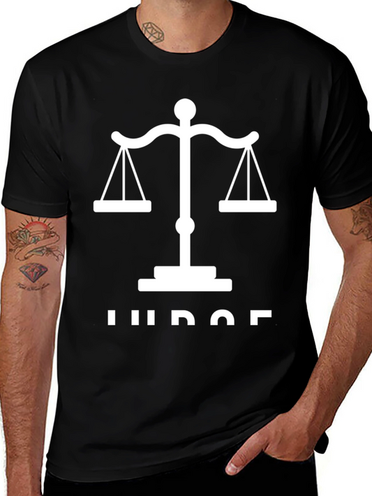 Judge Scales of Justice Graphic Tee - Black Cotton T-Shirt