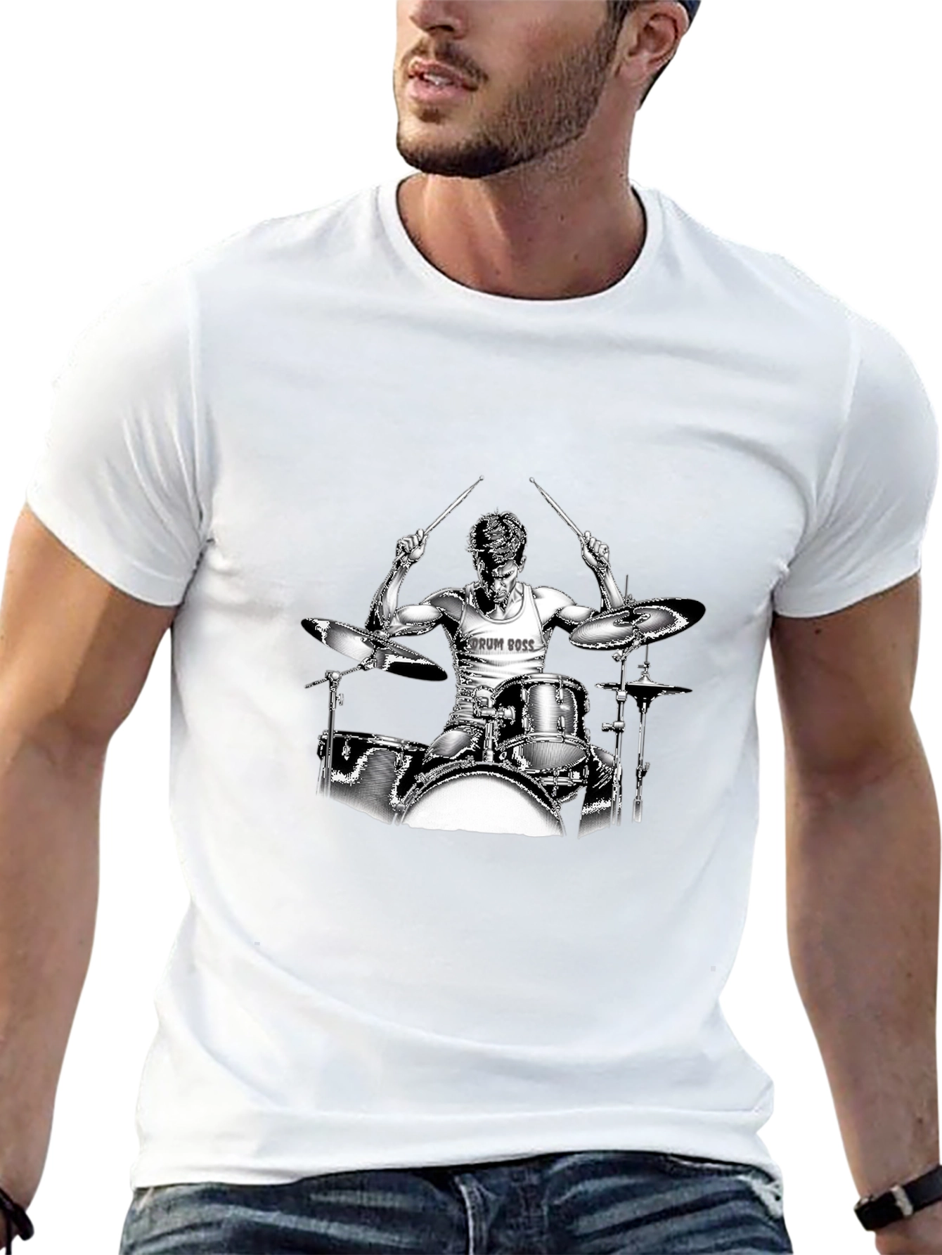 Drum Boss Black T-Shirt - Music Lover Tee