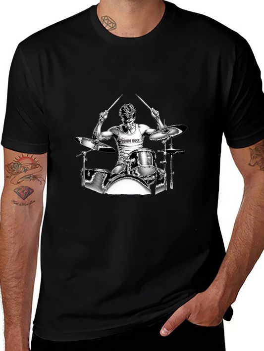 Drum Boss Black T-Shirt - Music Lover Tee
