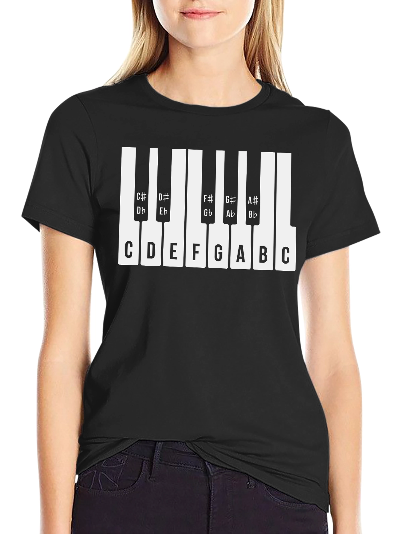 Musical Piano Keys T-Shirt - Black Tee
