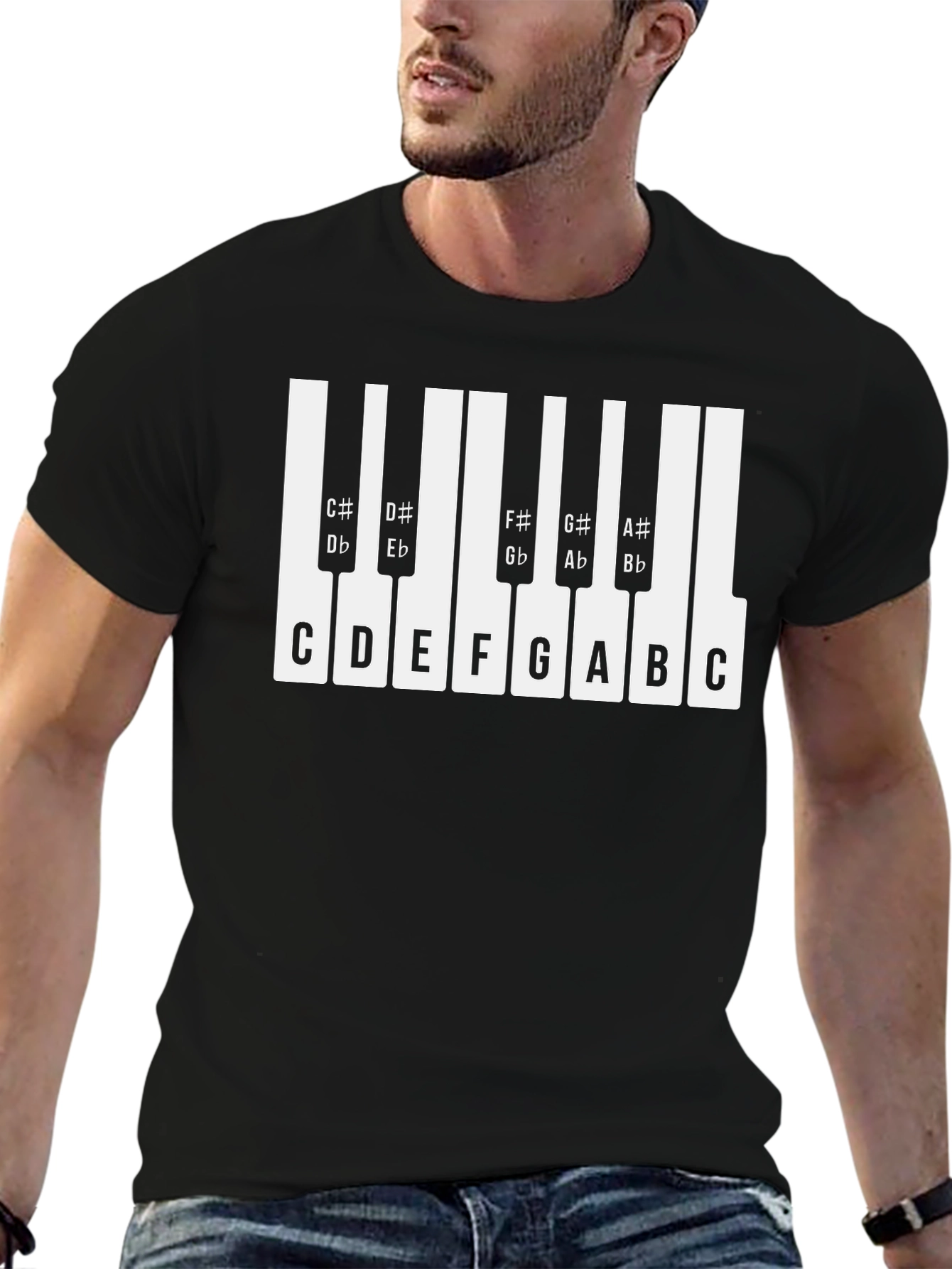 Musical Piano Keys T-Shirt - Black Tee