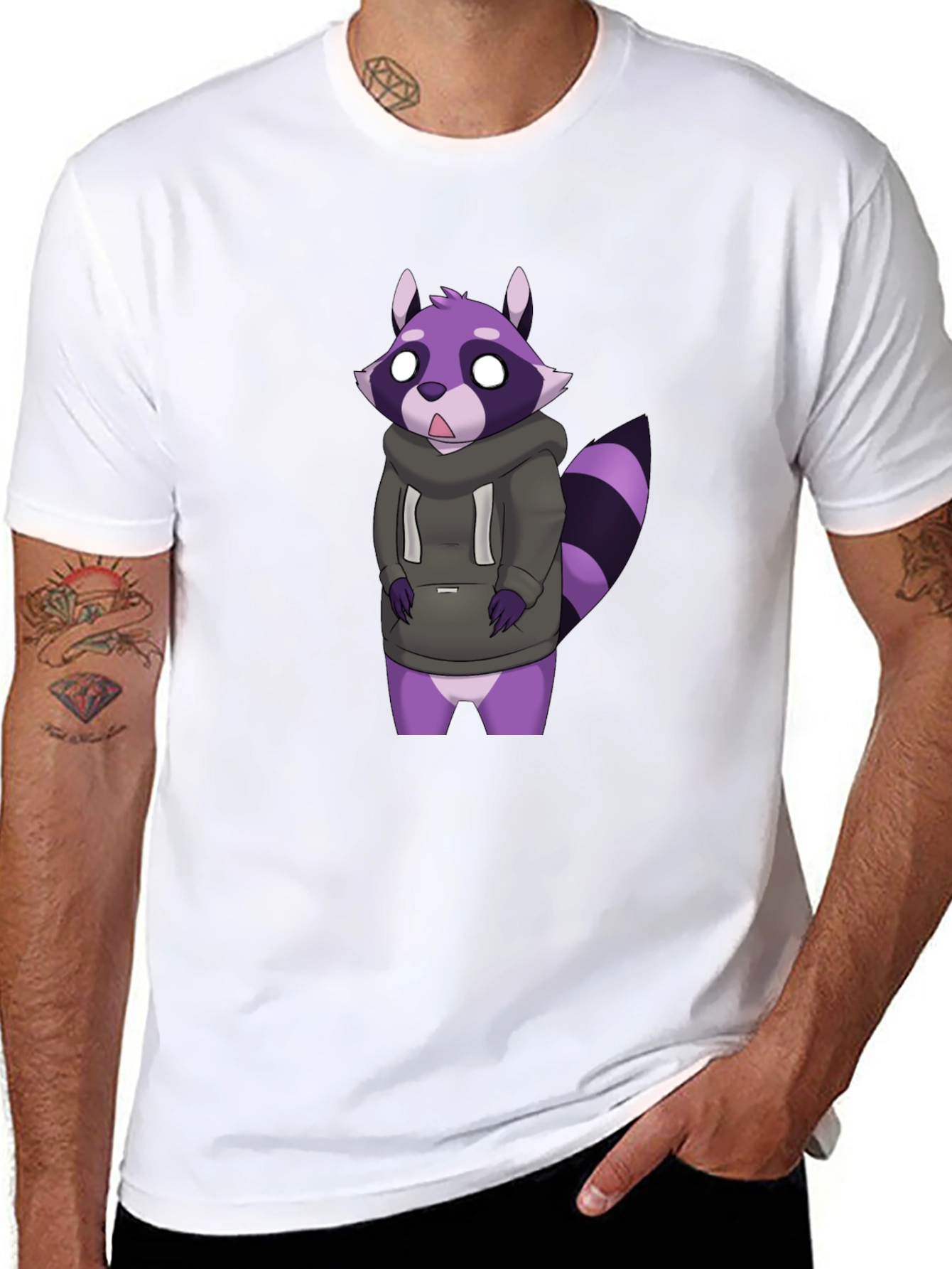 Raccoon Hoodie T-Shirt - Fun Cartoon Graphic Tee
