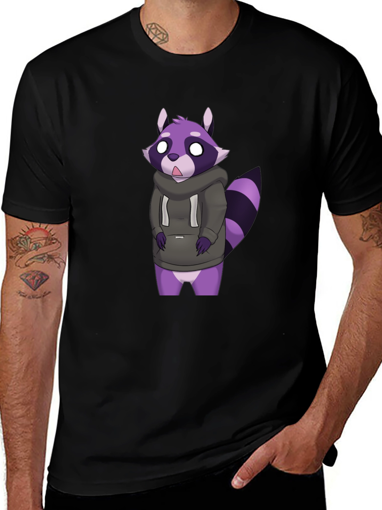 Raccoon Hoodie T-Shirt - Fun Cartoon Graphic Tee
