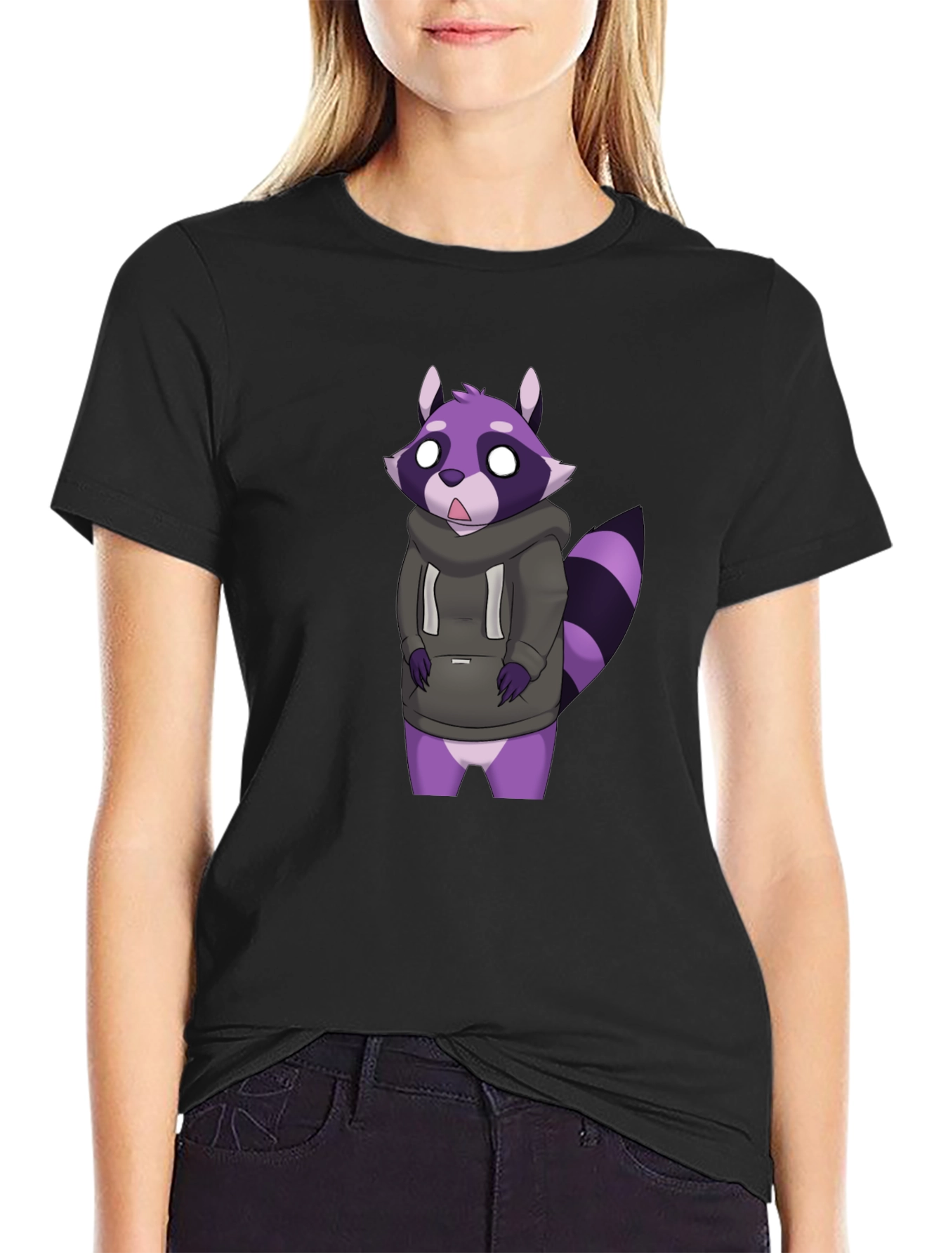 Raccoon Hoodie T-Shirt - Fun Cartoon Graphic Tee