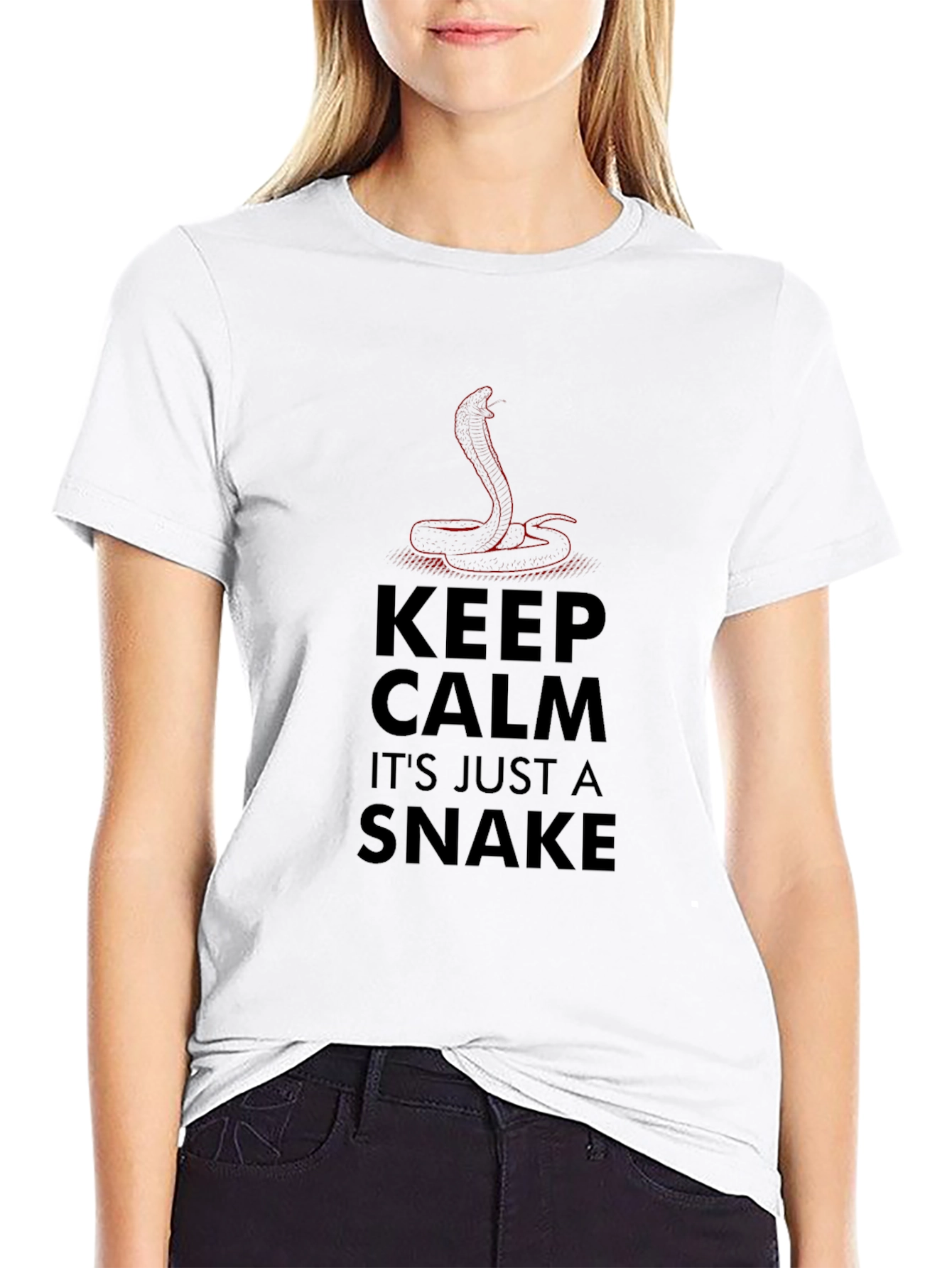 Keep Calm Snake Graphic Tee - Mens Black T-Shirt