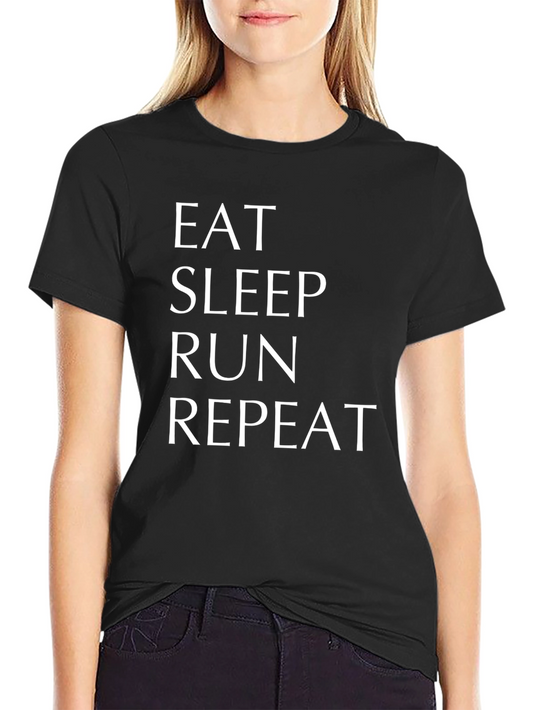 Eat Sleep Run Repeat Graphic Tee - Black