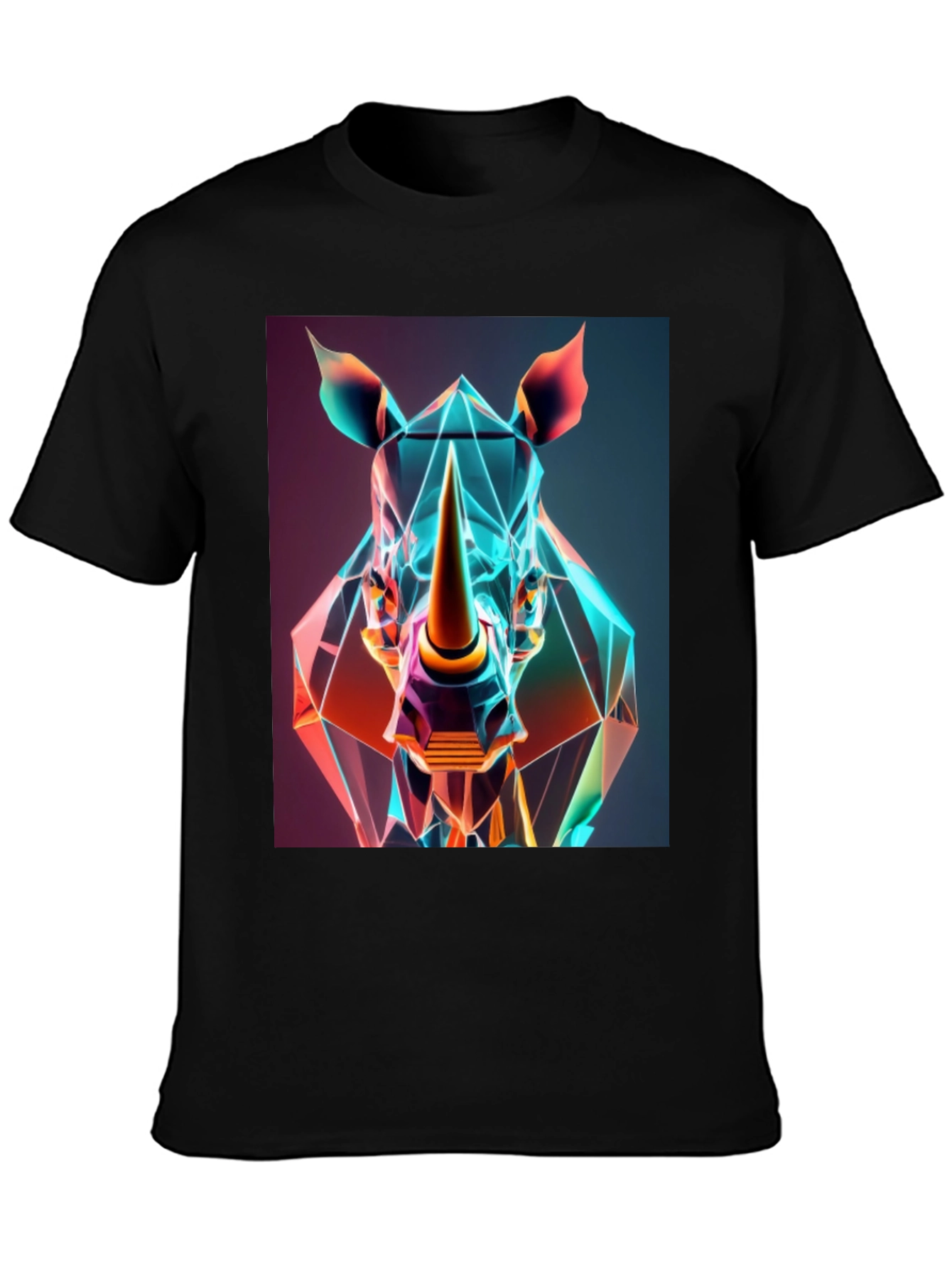 Geometric Rhino Graphic Tee - Modern Animal Art