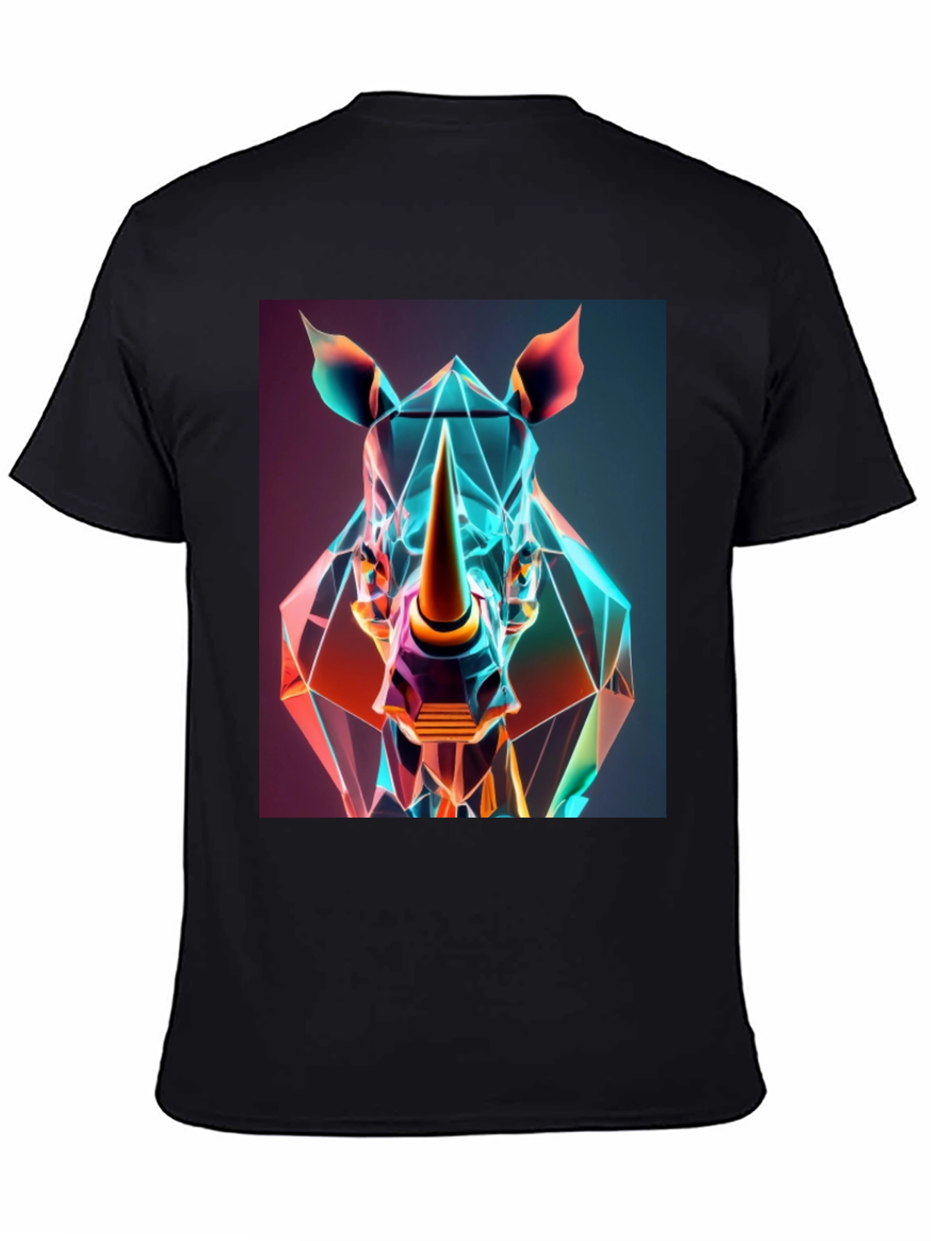 Geometric Rhino Graphic Tee - Modern Animal Art